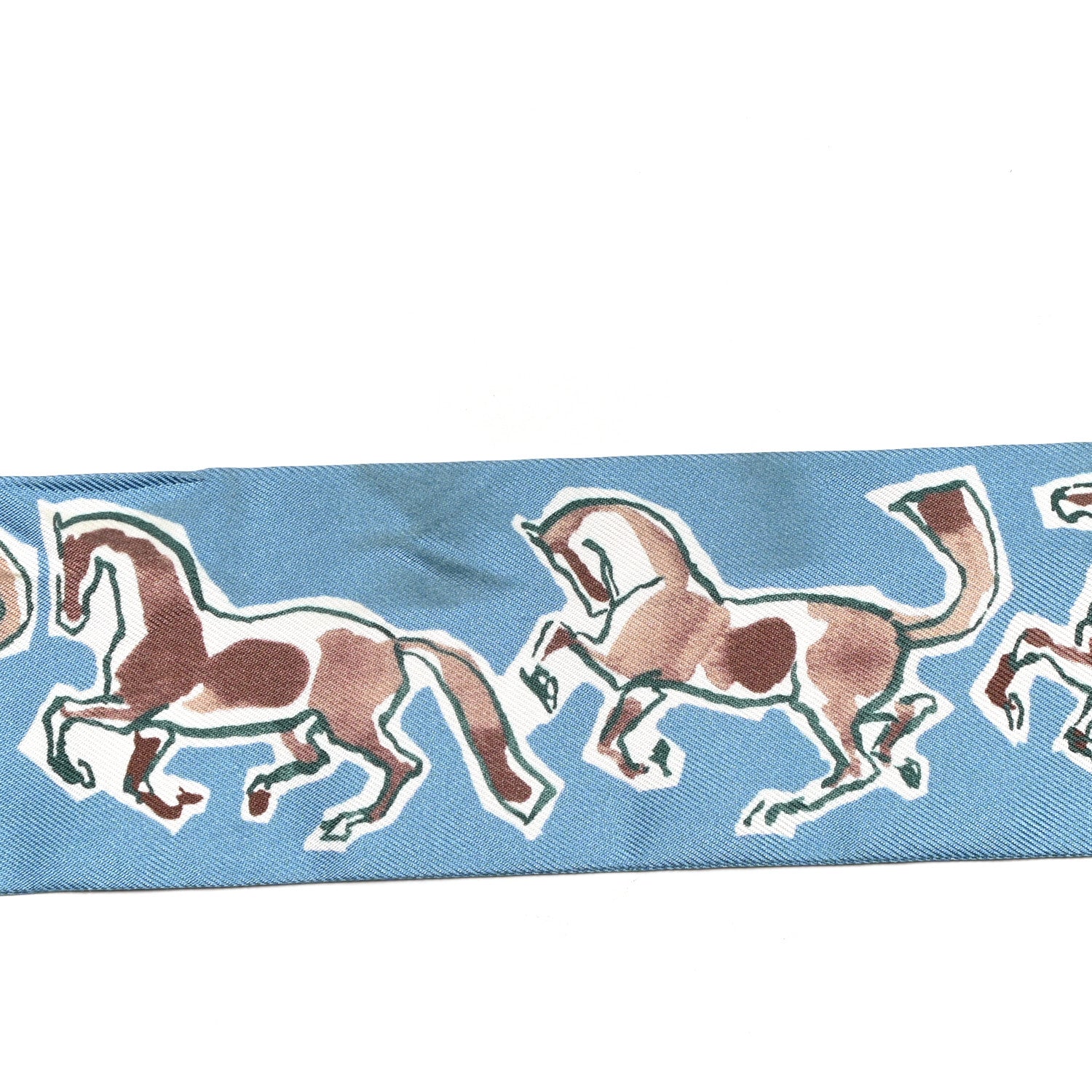 Hermes Silk Chevaux En Liberte Twilly Bleu Glacier Beige 5 of 5
