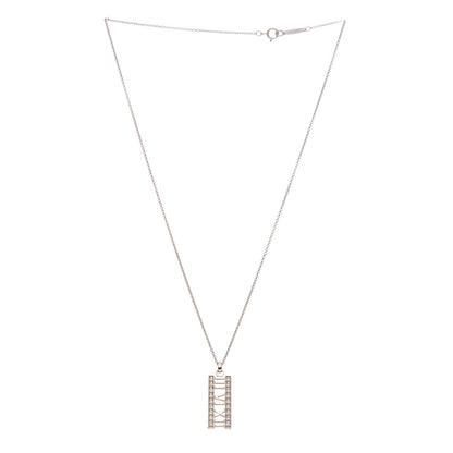 Tiffany 18K White Gold Diamond Atlas Bar Pendant Necklace 3 of 9