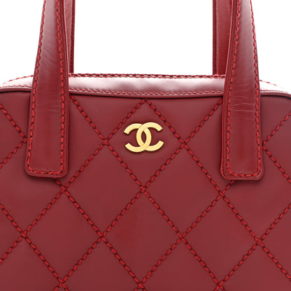 Chanel Calfskin Contrast Stitch Small Surpique Bowler Red 10 of 14