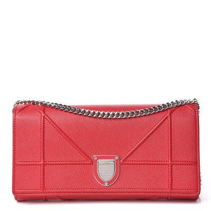 Christian Dior Grained Calfskin Diorama Croisiere Chain Wallet Red 1 of 10