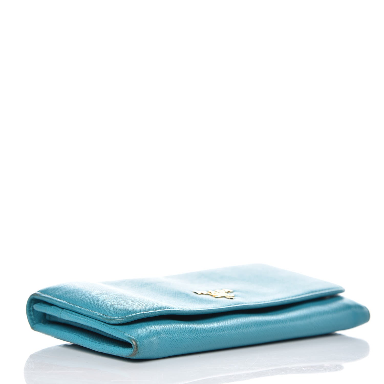 Prada Saffiano Metal Continental Flap Wallet Pavone 4 of 11