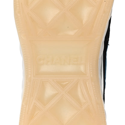 Chanel Fabric Suede Calfskin CC Sneakers 37.5 Dark Blue Dark Green Light Orange 6 of 11