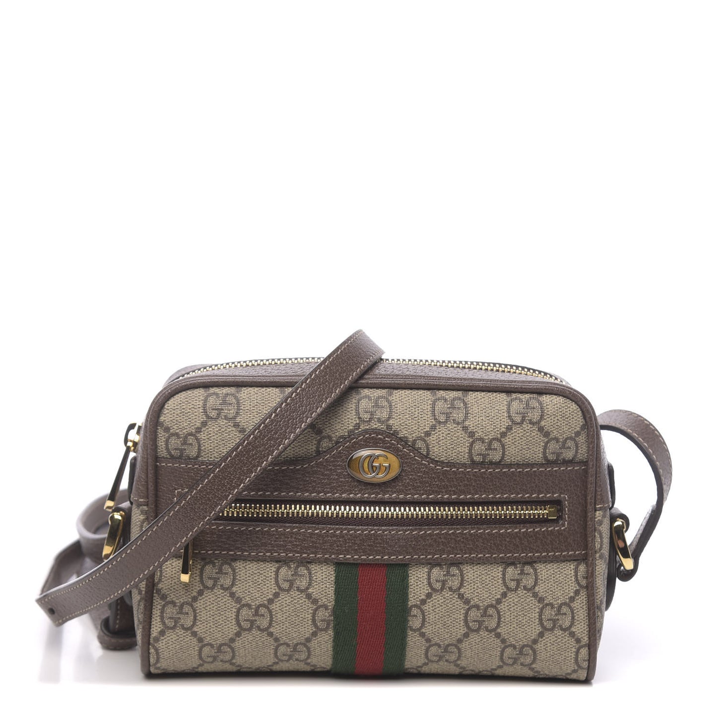 GG Supreme Monogram Web Mini Ophidia Shoulder Bag Brown