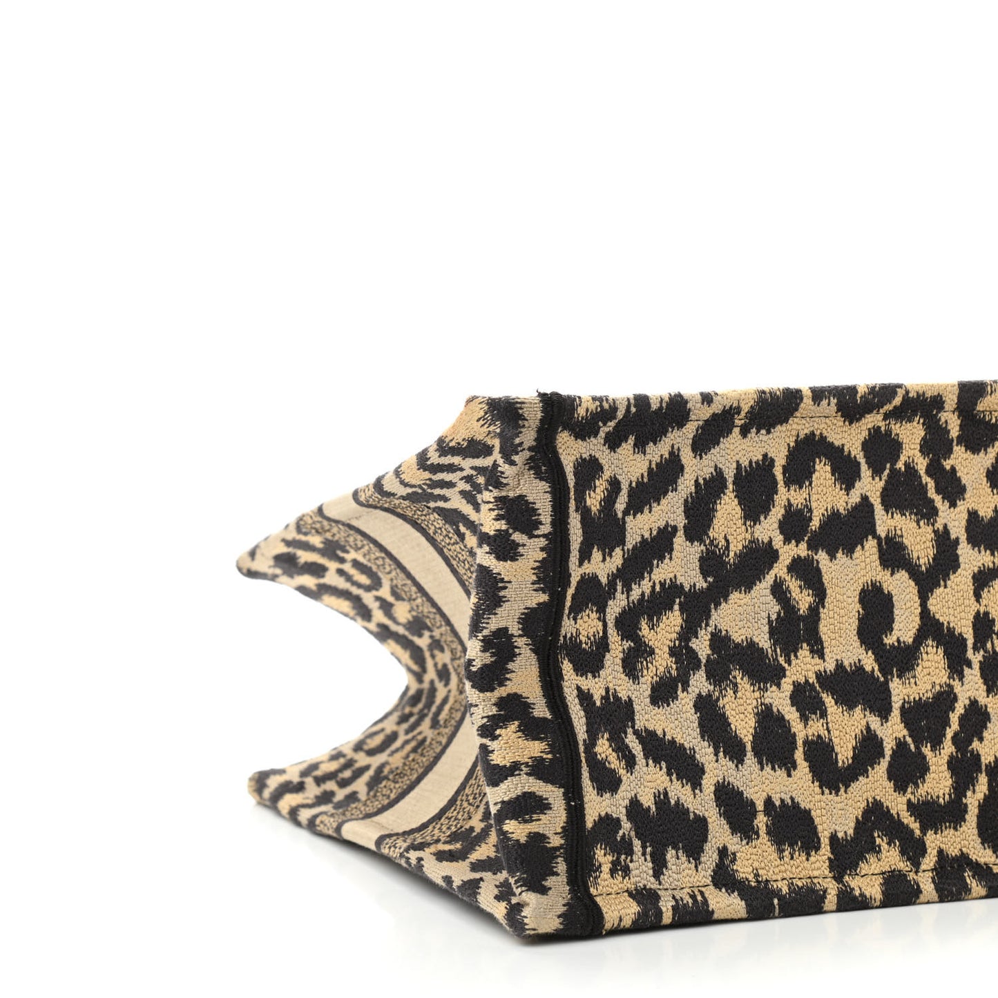 Canvas Mizza Embroidered Medium Leopard Book Tote Beige