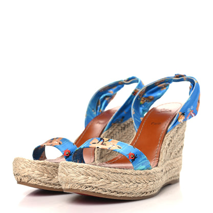 Christian Louboutin Satin Monica Du Desert 110 Espadrille Wedges 41 Blue Multicolor 3 of 8