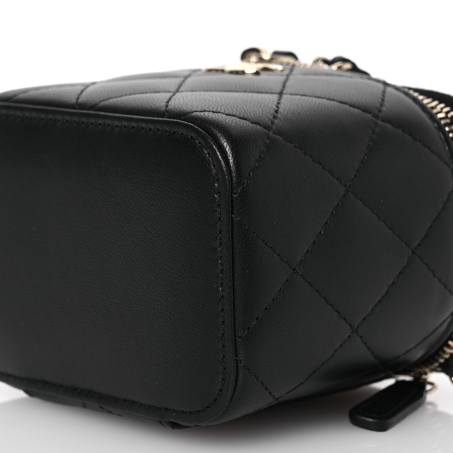 Chanel Lambskin Quilted Mini Vanity Case With Pearl Chain Black 10 of 10