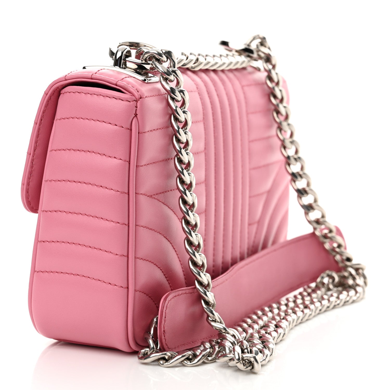 Prada Soft Calfskin Impunture Diagramme Small Chain Flap Shoulder Bag Begonia 2 of 12