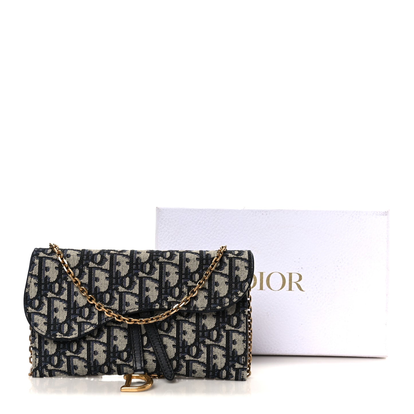 Oblique Saddle Chain Long Wallet Blue