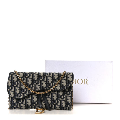 Christian Dior Oblique Saddle Chain Long Wallet Blue 14 of 14