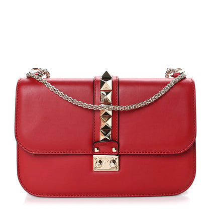 Valentino Garavani Vitello Medium Glam Lock Rockstud Flap Red 1 of 8