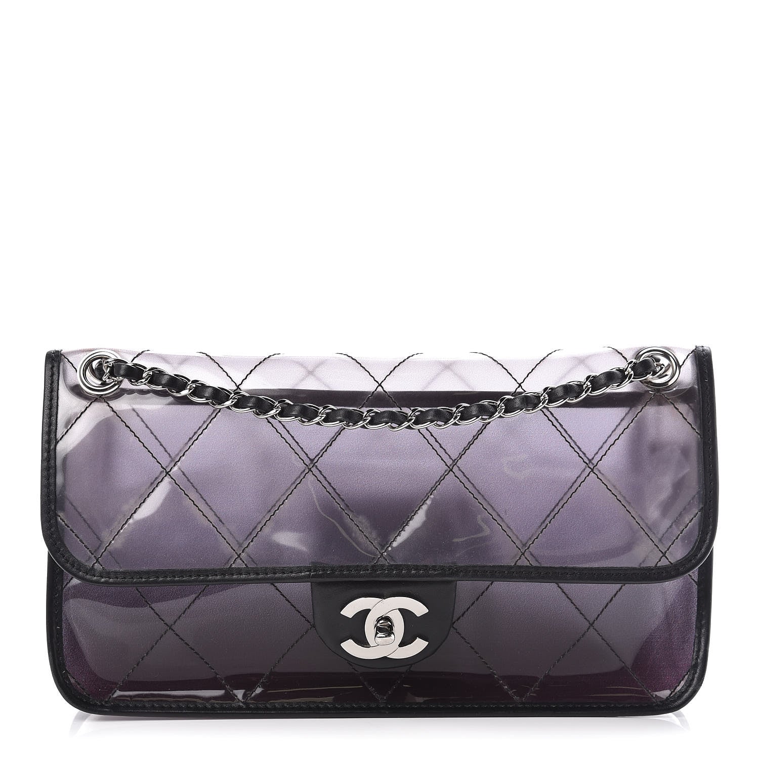 Chanel Vinyl Quilted Degrade Jumbo Single Flap Black 1 of 15