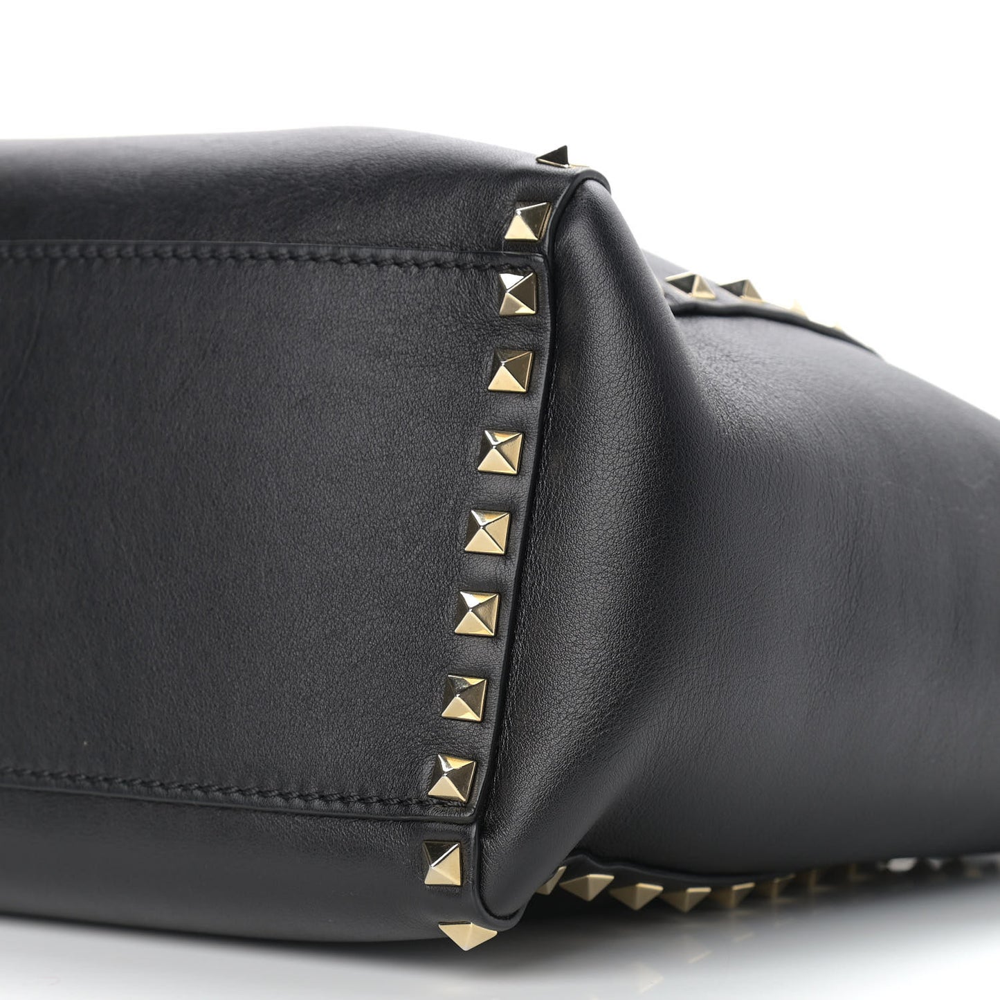 Vitello Rockstud Double Handle Tote Black