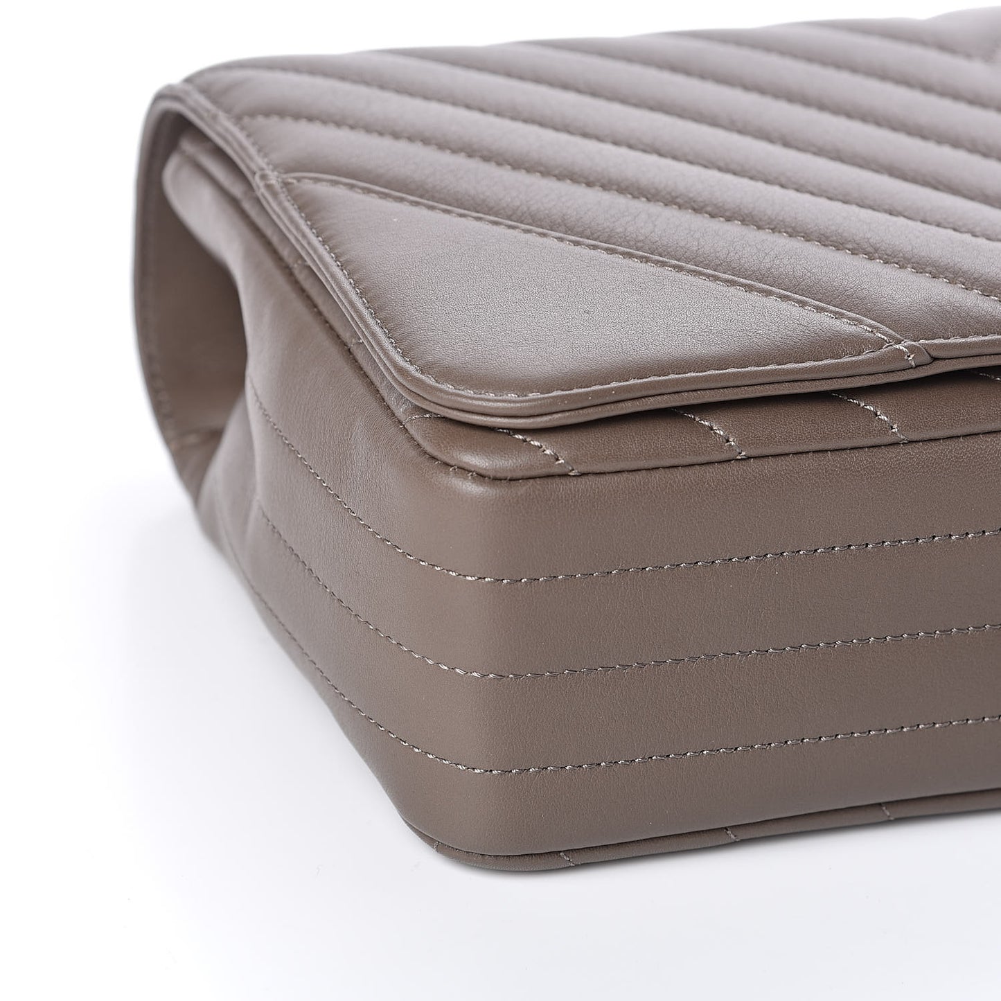Calfskin Chevron Quilted Medium Statement Flap Khaki