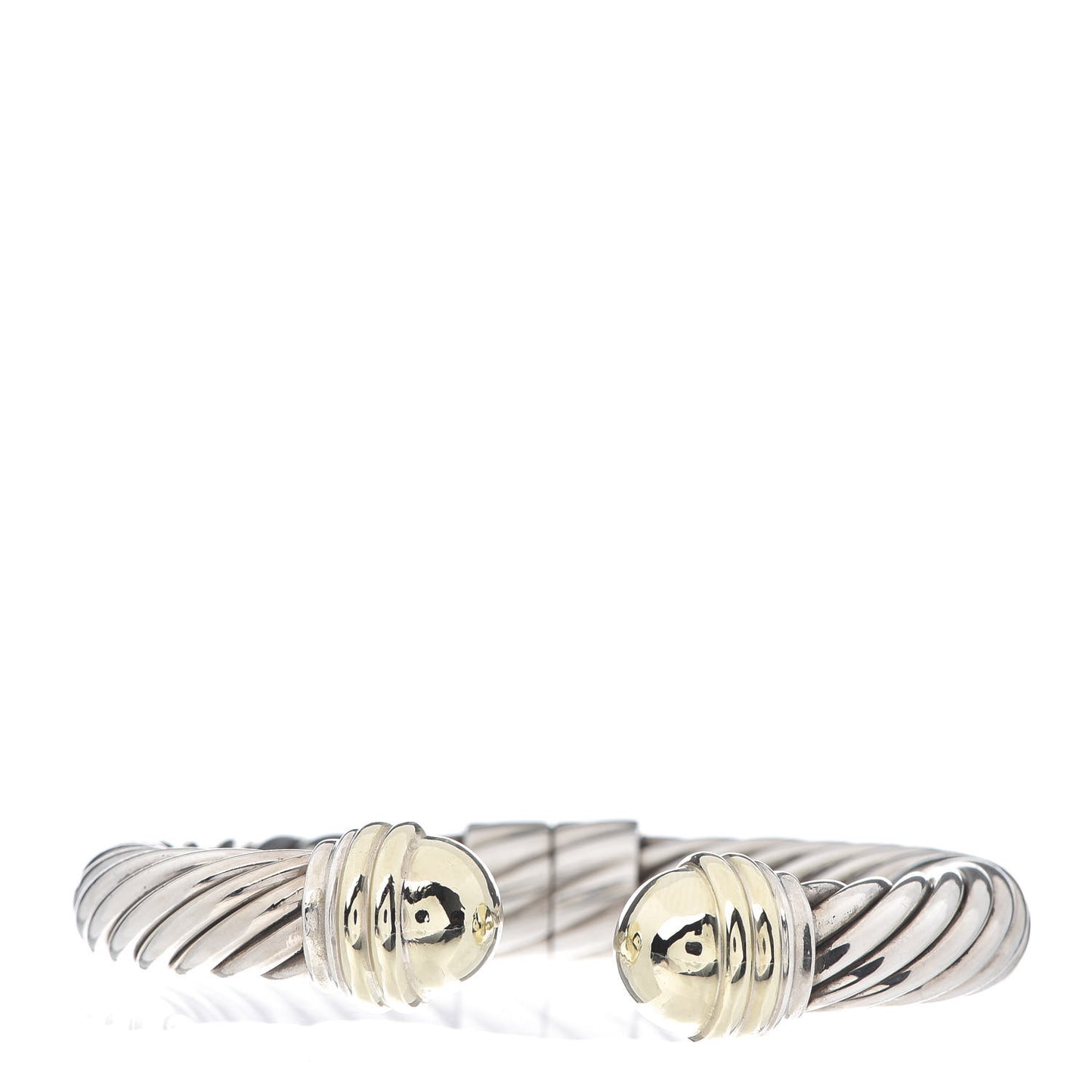 Sterling Silver 14K Yellow Gold 10mm Cable Classics Bracelet