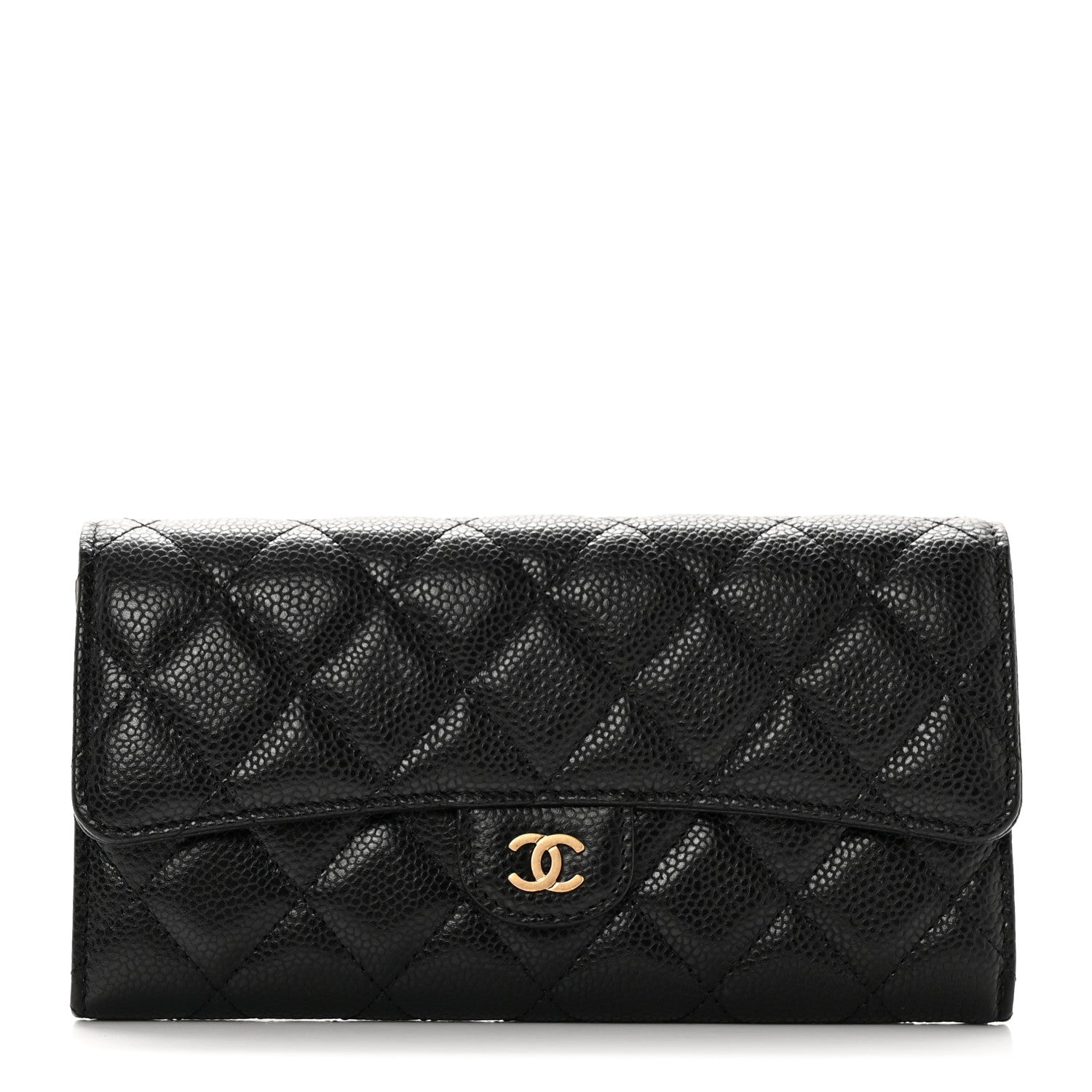 Chanel Caviar Quilted Large Gusset Flap Wallet Black 1 of 9