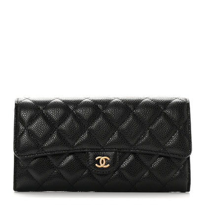 Chanel Caviar Quilted Large Gusset Flap Wallet Black 1 of 9