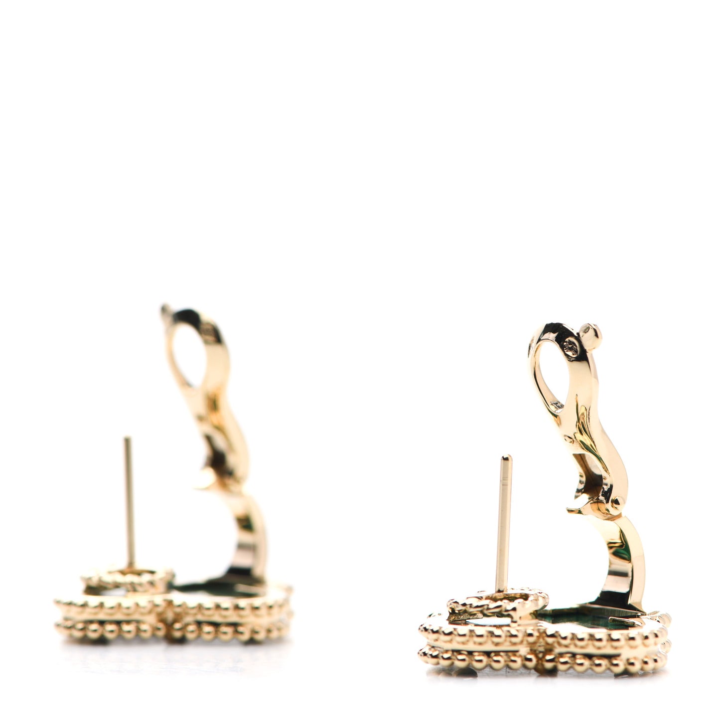 18K Yellow Gold Malachite Magic Alhambra Earrings