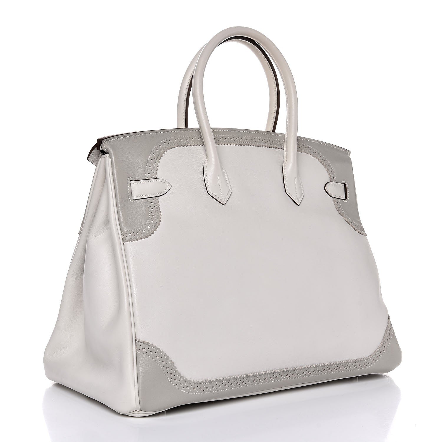 Hermes Swift Ghillies Birkin 35 White Gris Perle 3 of 34
