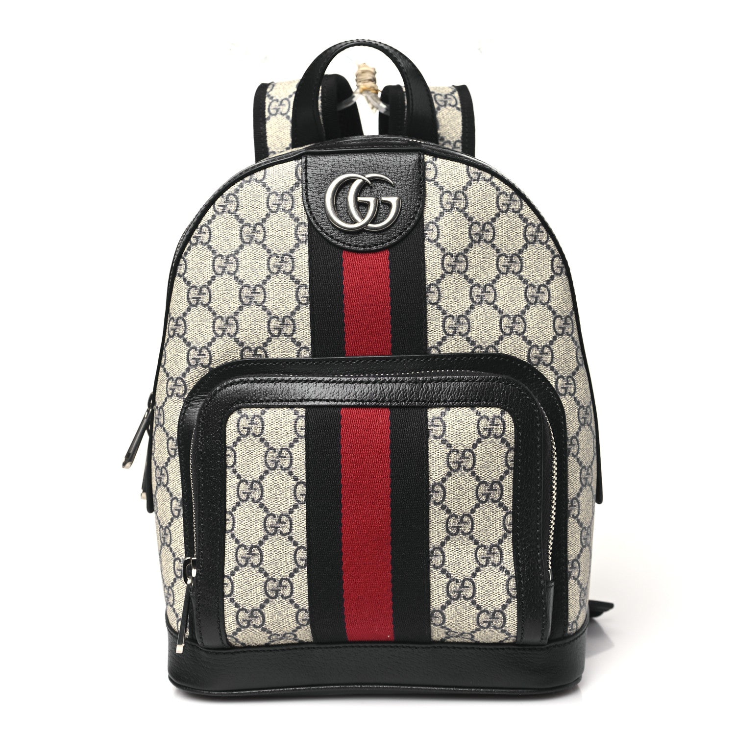 Gucci GG Supreme Monogram Textured Dollar Calfskin Web Small Ophidia Day Backpack Beige Blue Black 3 of 11