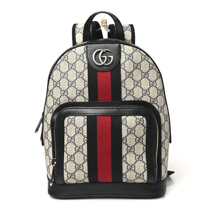 Gucci GG Supreme Monogram Textured Dollar Calfskin Web Small Ophidia Day Backpack Beige Blue Black 3 of 11