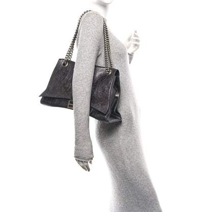 Balenciaga Metallic Crushed Calfskin Large Crush Chain Bag Steel Grey 2 of 10