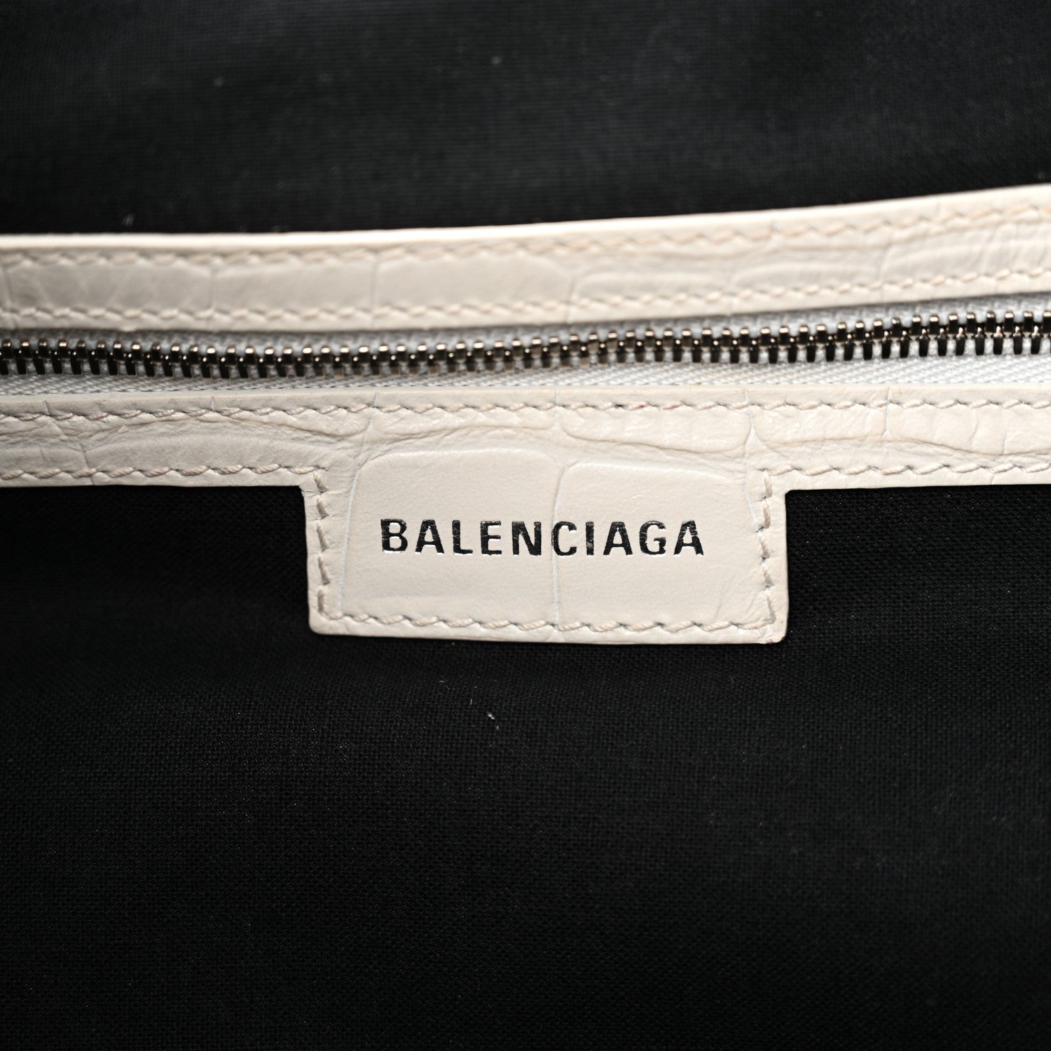 Balenciaga Extra Supple Calfskin Crocodile Embossed Medium Le Cagole Shoulder Bag White 7 of 18