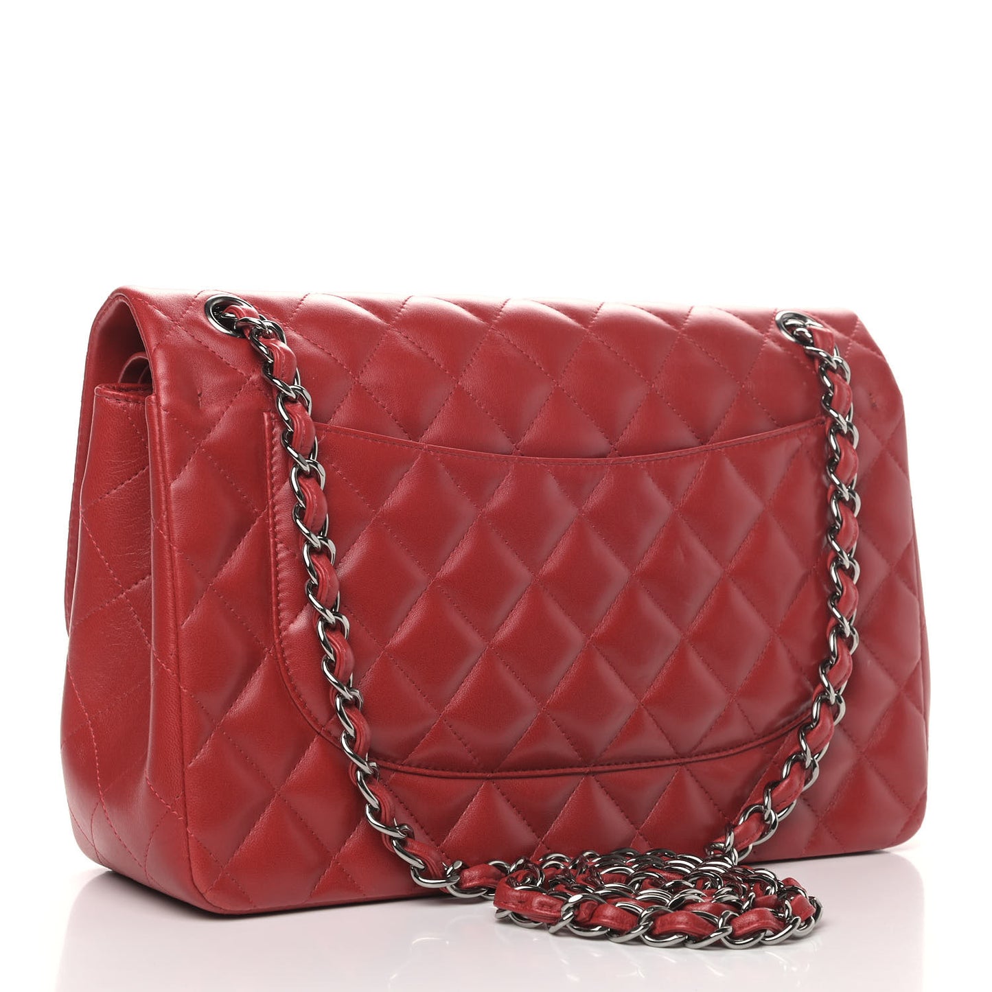Lambskin Quilted Jumbo Double Flap Red
