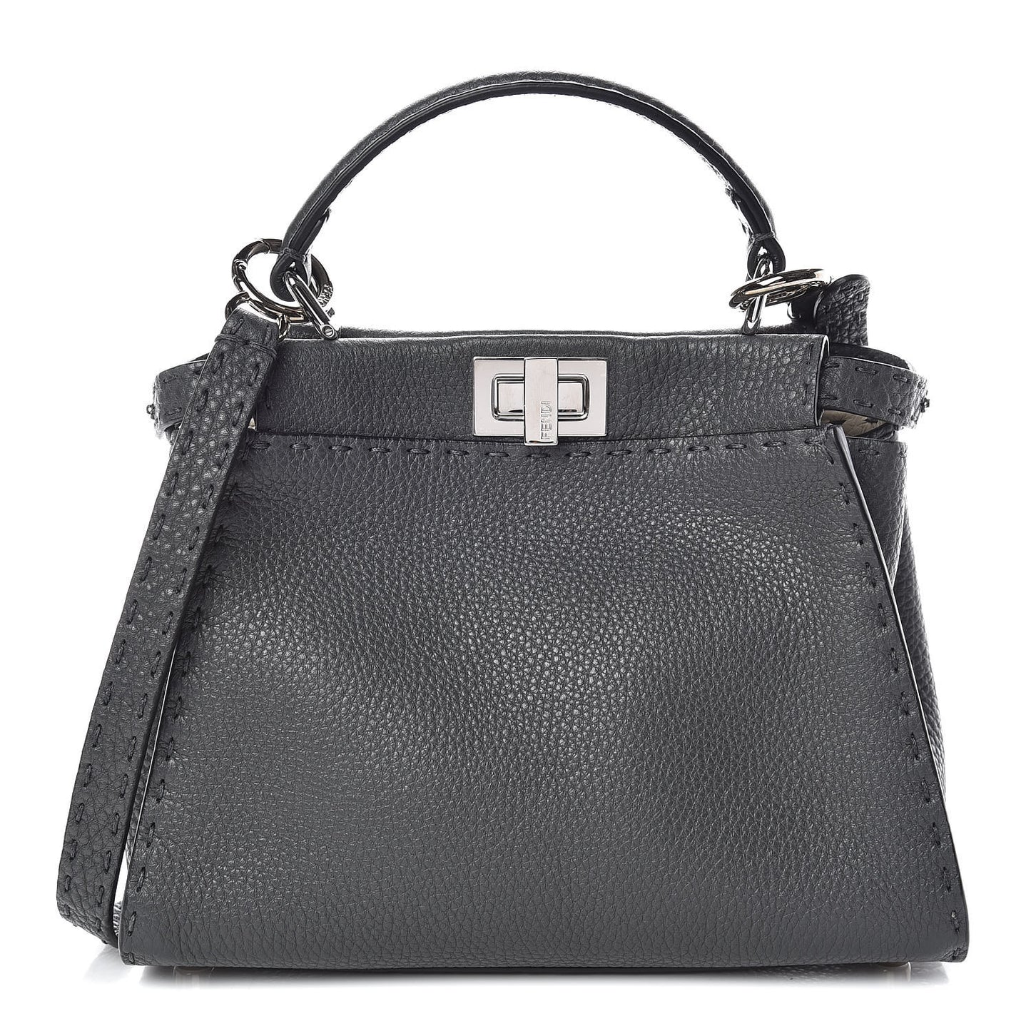 Cuoio Romano Selleria Bi-Color Mini Peekaboo Iconic Satchel Asfalto Latte
