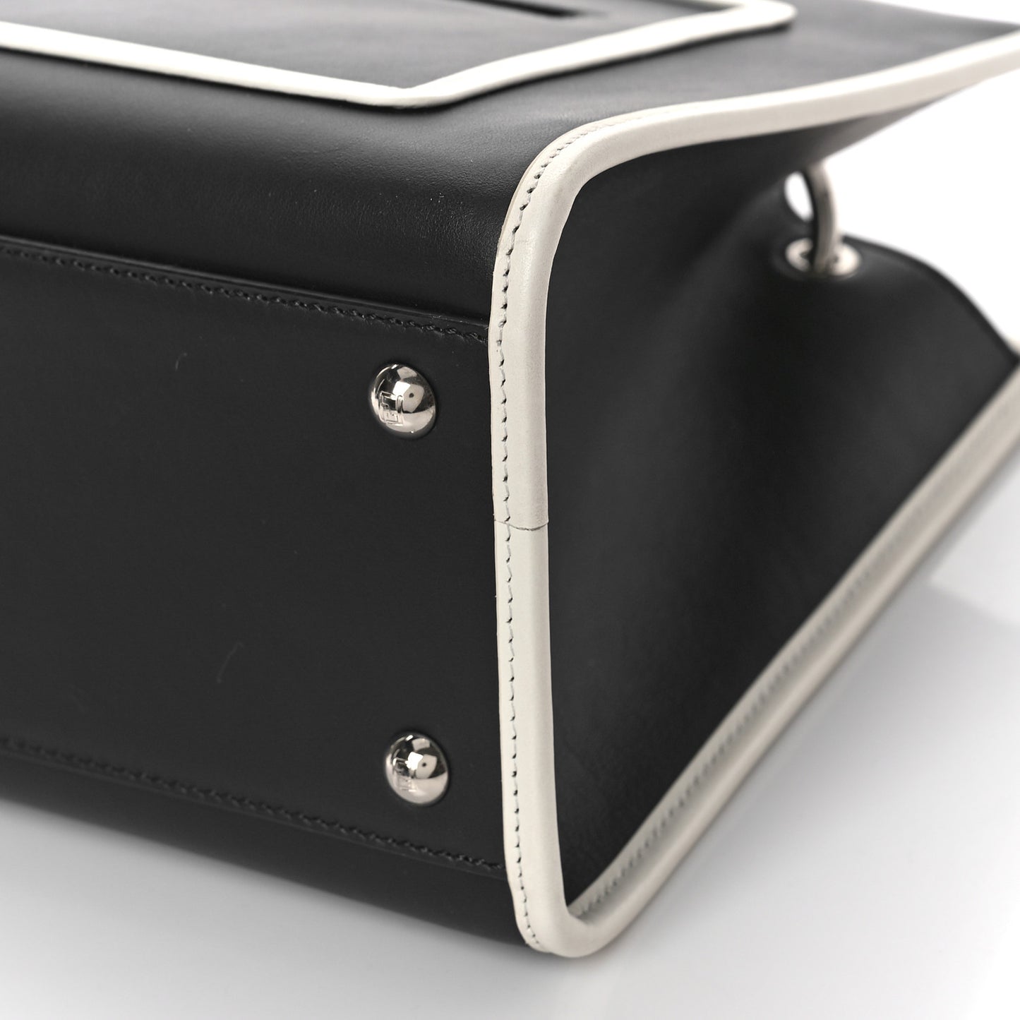 Vitello Century Opaco F is Fendi Bi-Color Small Runaway Satchel Black White Ice
