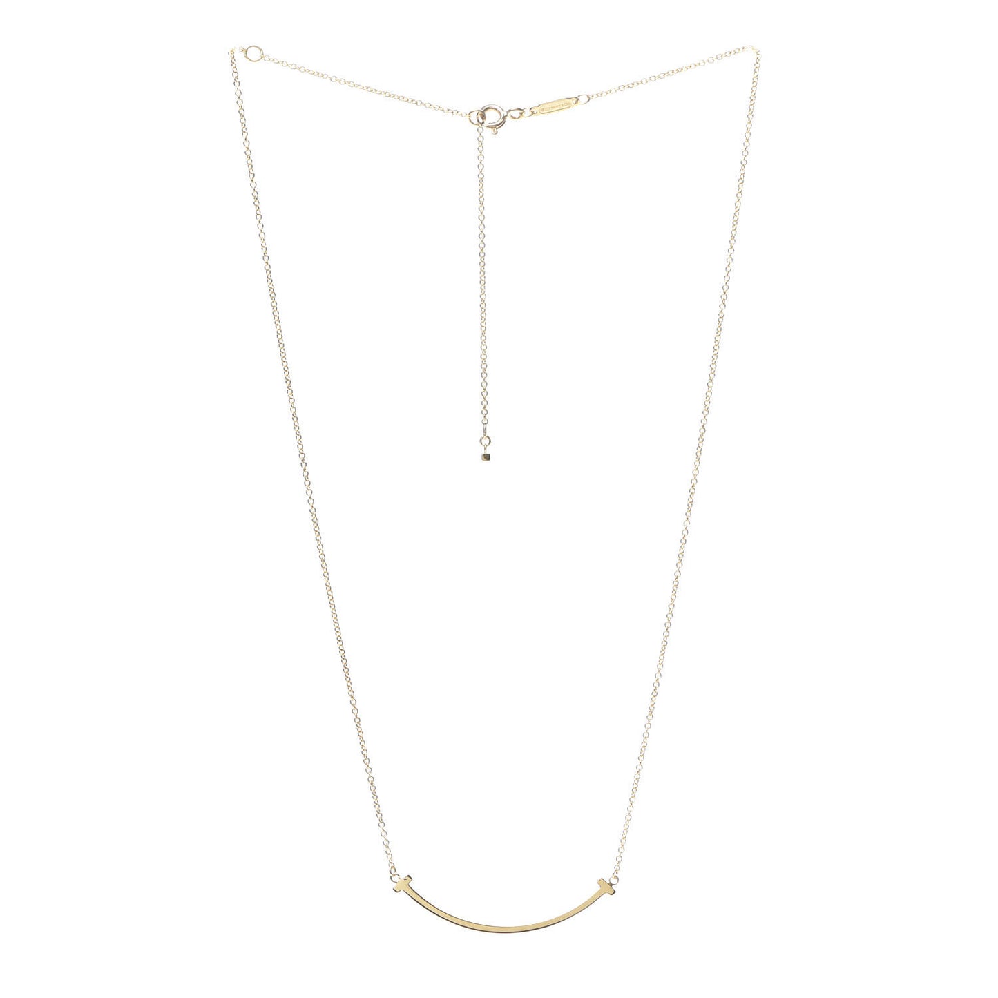 18K Yellow Gold Small T Smile Pendant Necklace