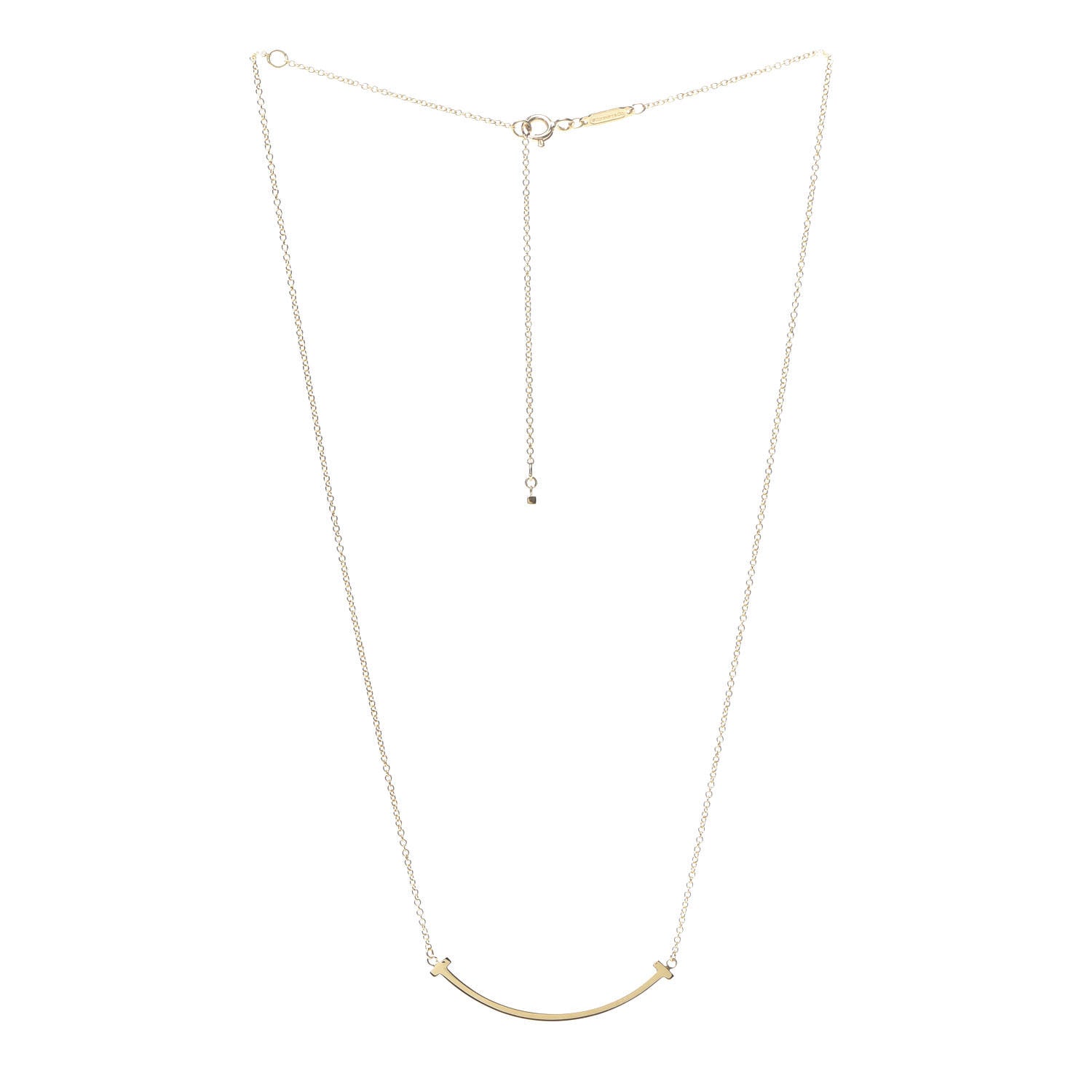 Tiffany 18K Yellow Gold Small T Smile Pendant Necklace 3 of 5