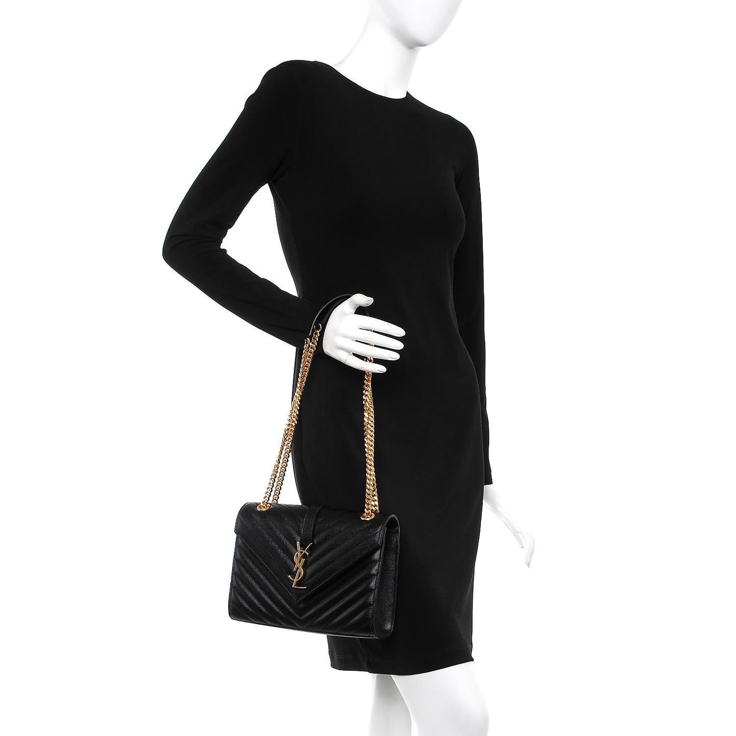 Grain De Poudre Matelasse Chevron Medium Monogram Satchel Black