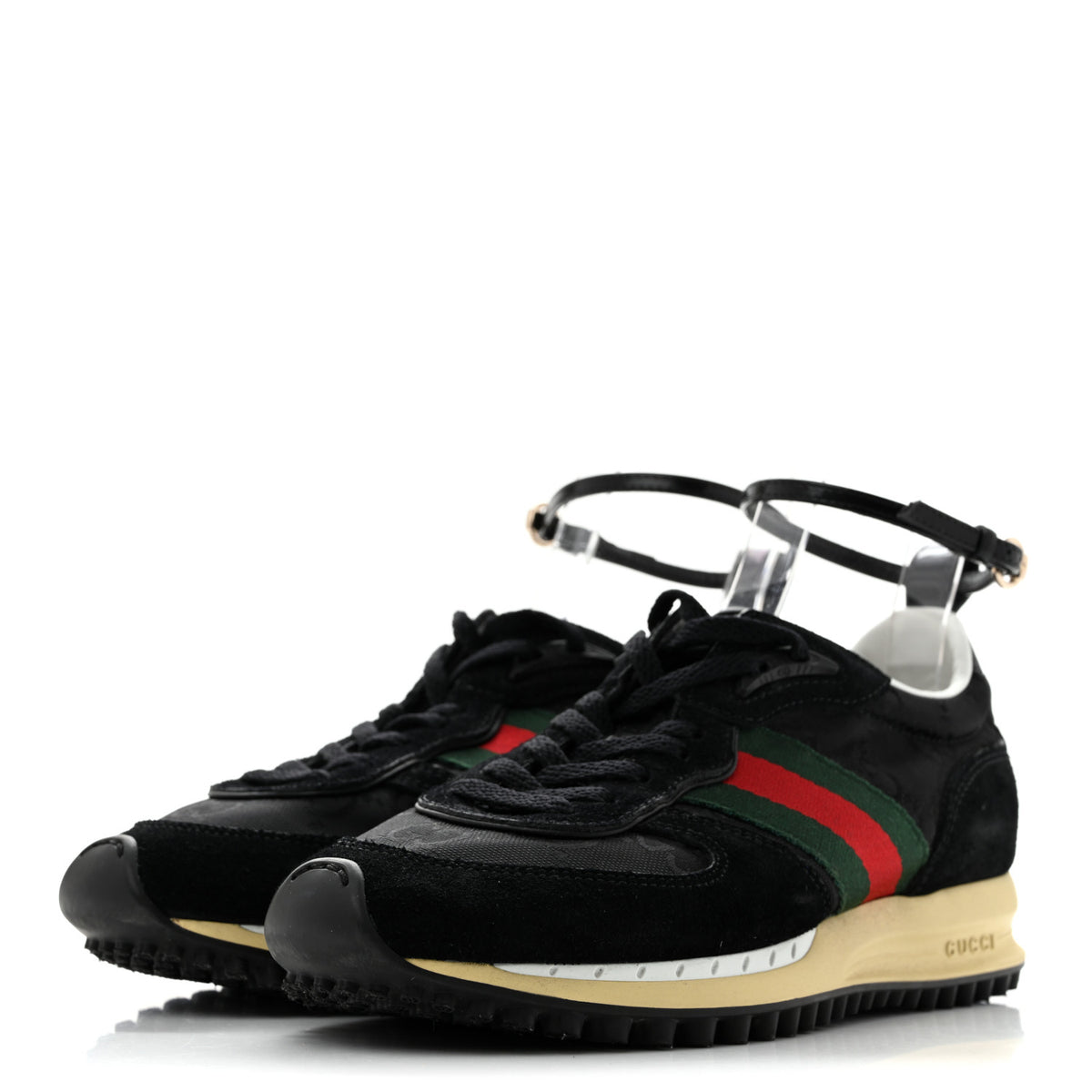 Gucci GG Suede Monogram Web Re-Motion Sneakers 35 Black 4 of 11