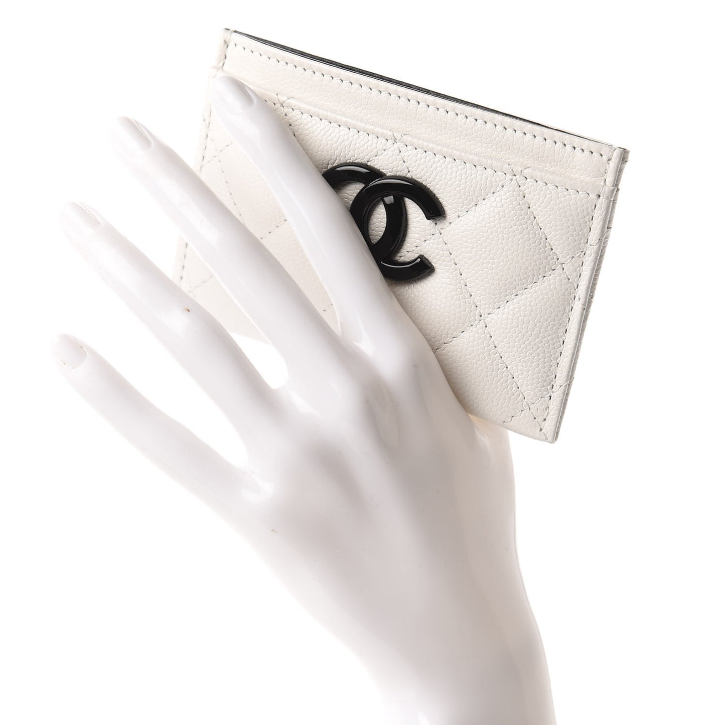 Caviar Quilted My Everything Card Holder White Black