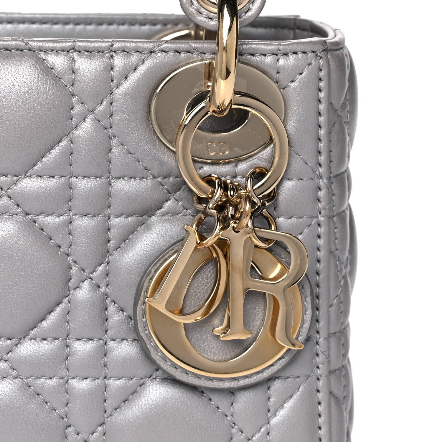 Christian Dior Metallic Lambskin Cannage Mini Lady Dior Grey 8 of 20