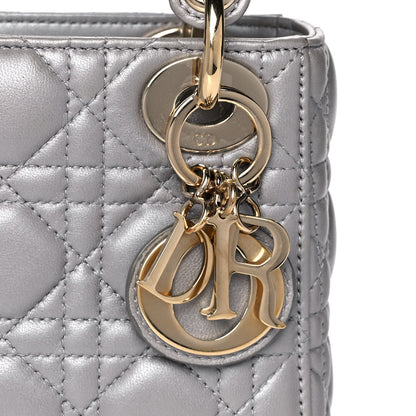 Christian Dior Metallic Lambskin Cannage Mini Lady Dior Grey 8 of 20