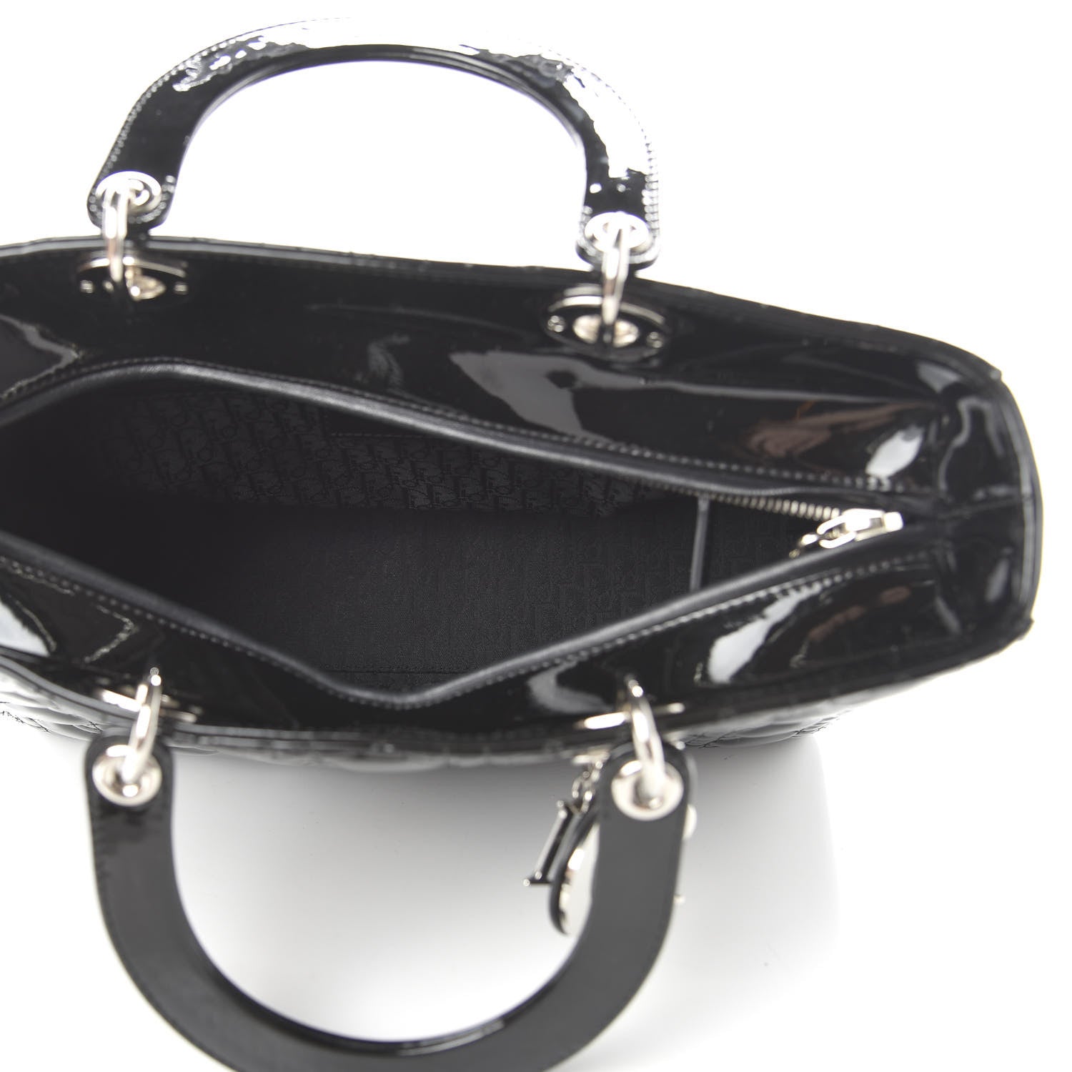 Christian Dior Patent Cannage Large Lady Dior Black 6 of 10