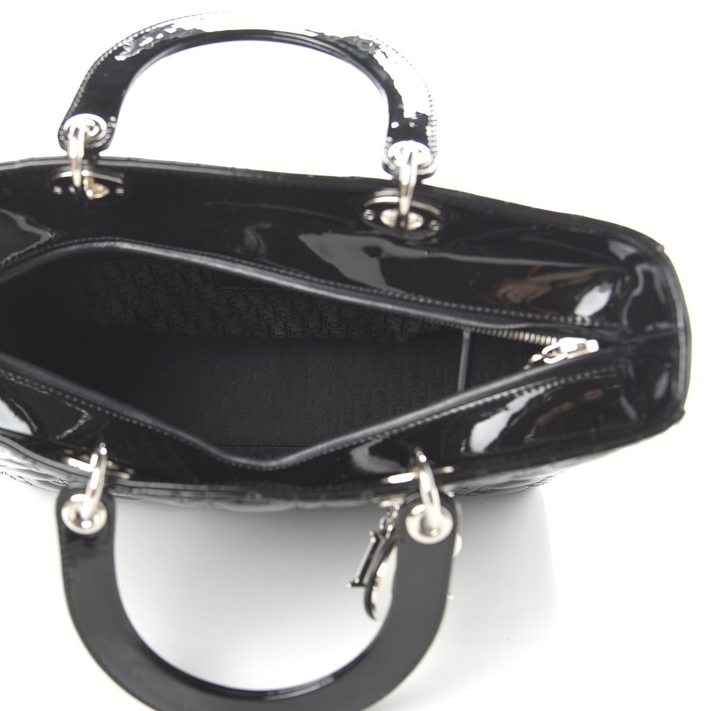Patent Cannage Large Lady Dior Black
