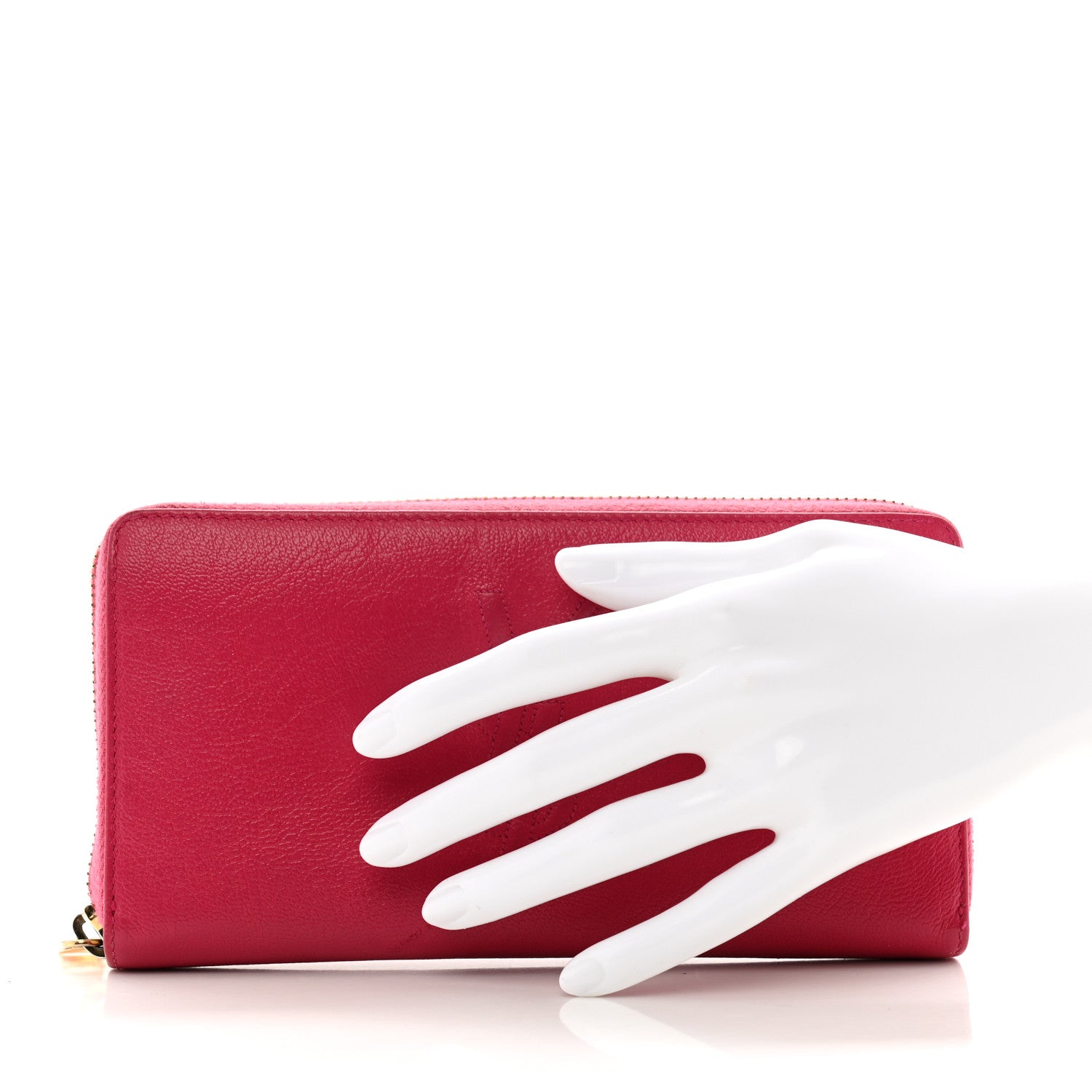 Saint Laurent Chevre Belle De Jour Zip Around Wallet Fuchsia 2 of 14