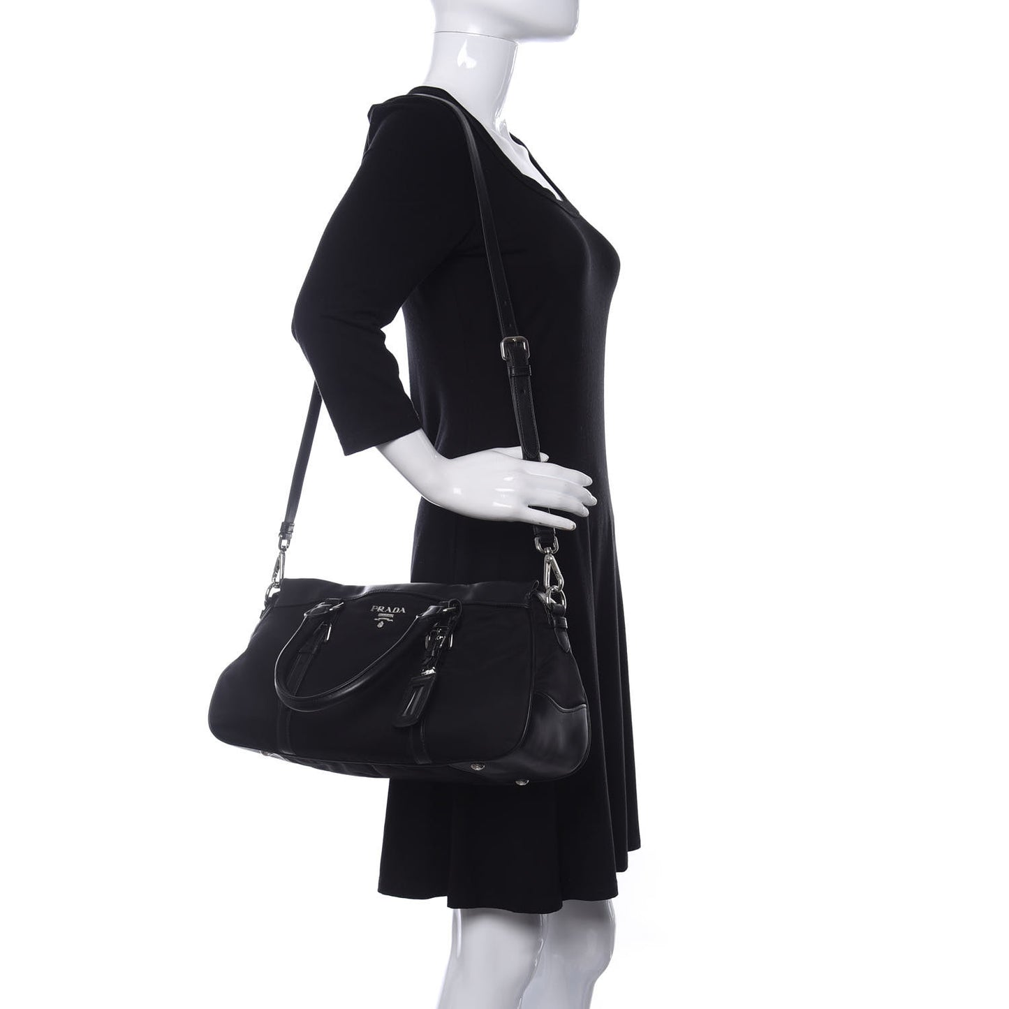 Nylon Tessuto Soft Calf Tote Black