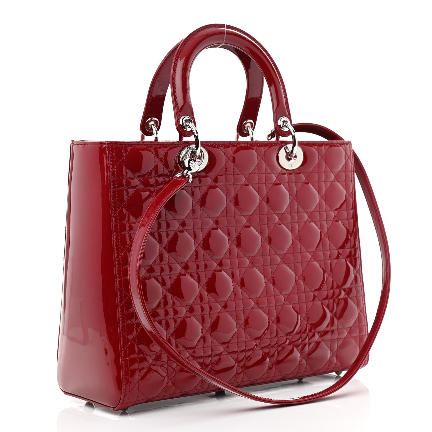 Christian Dior Patent Cannage Large Lady Dior Red 3 of 10