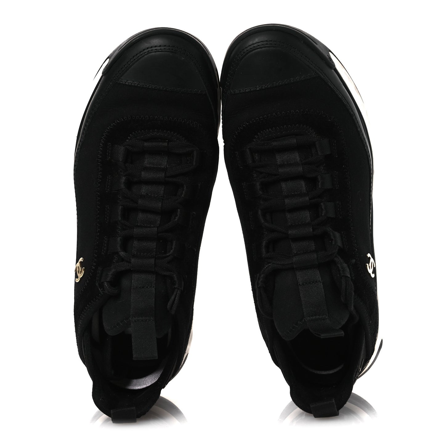 Velvet Calfskin Mixed Fibers CC Sneakers 38.5 Black