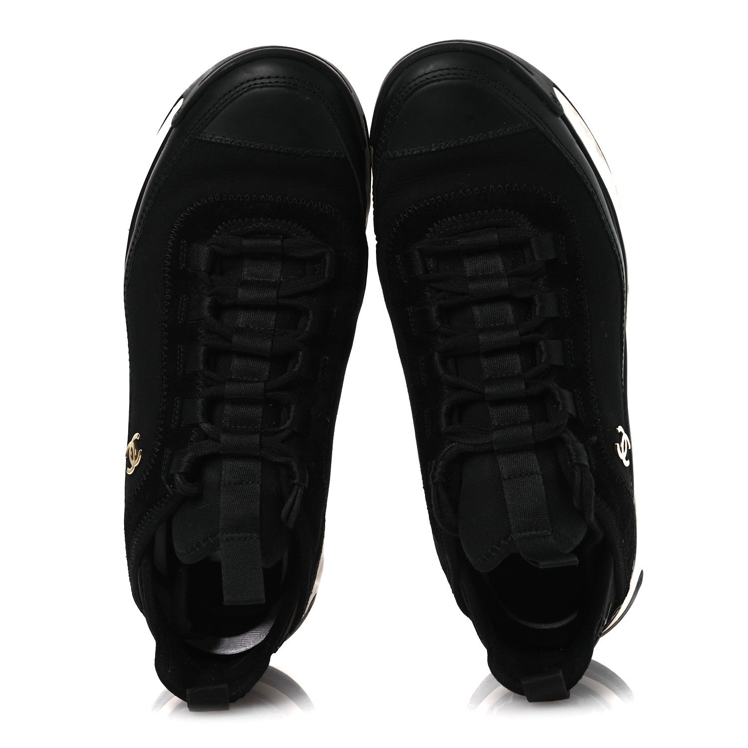 Chanel Velvet Calfskin Mixed Fibers CC Sneakers 38.5 Black 2 of 15