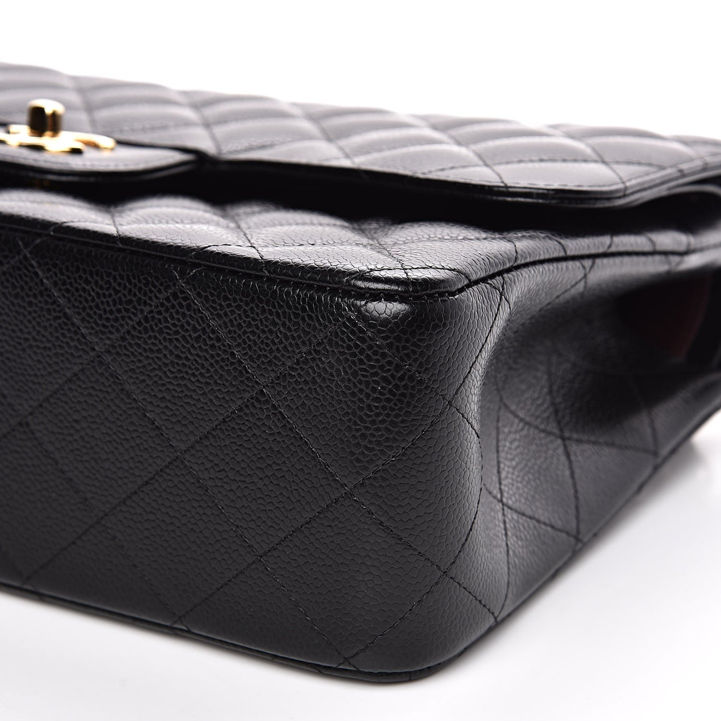 Caviar Quilted Jumbo Double Flap Black