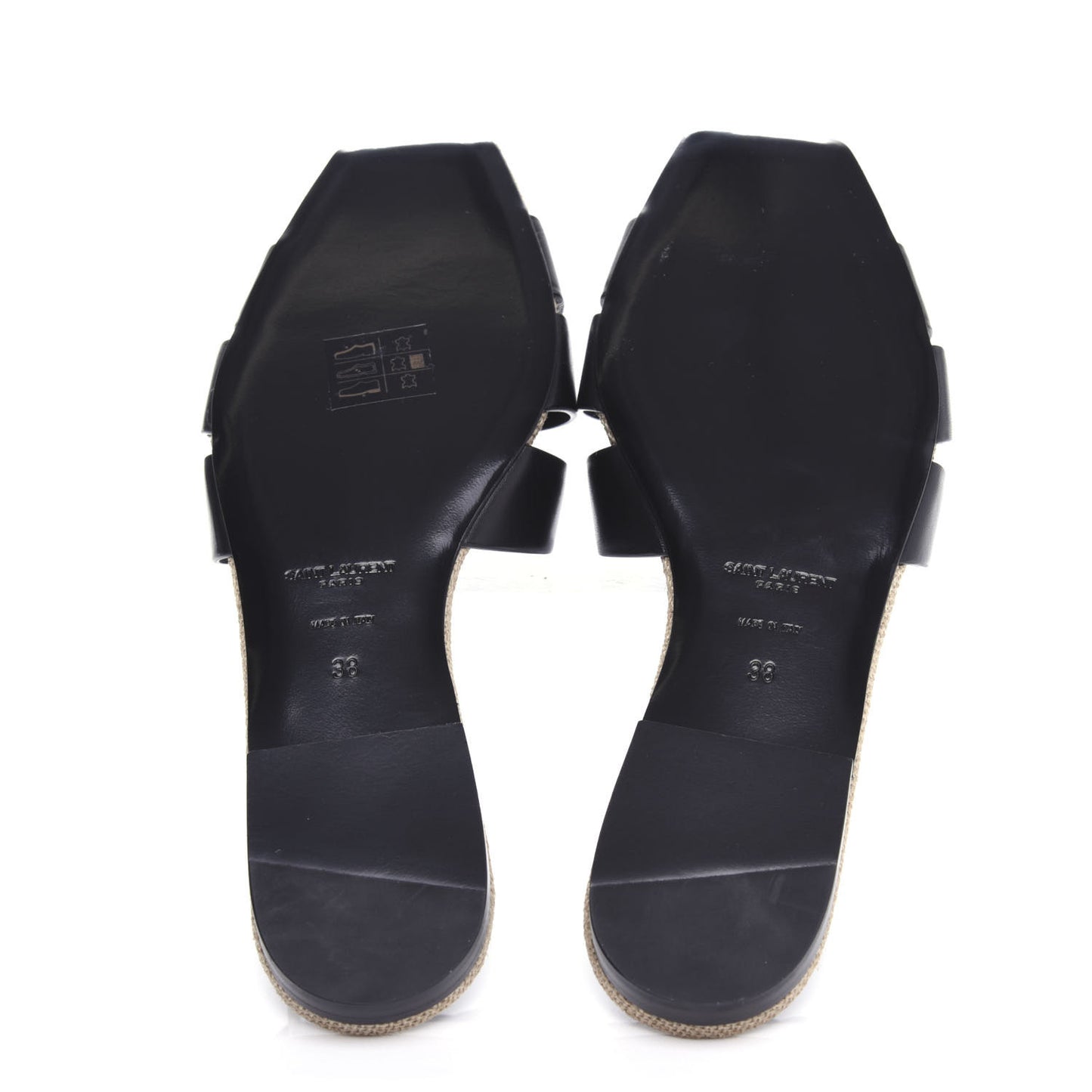 Calfskin Rope Tribute 05 Slide Sandals 38 Black
