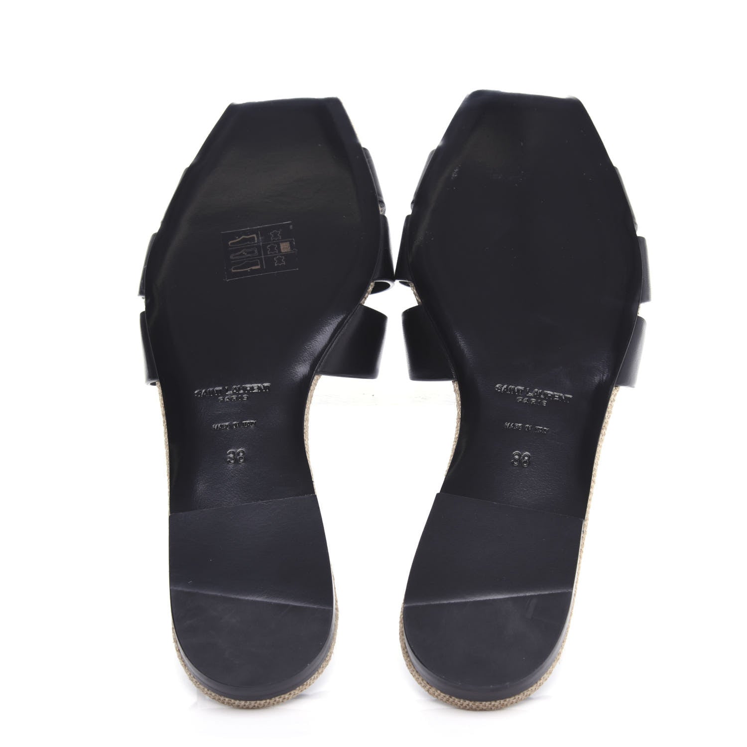 Saint Laurent Calfskin Rope Tribute 05 Slide Sandals 38 Black 6 of 10