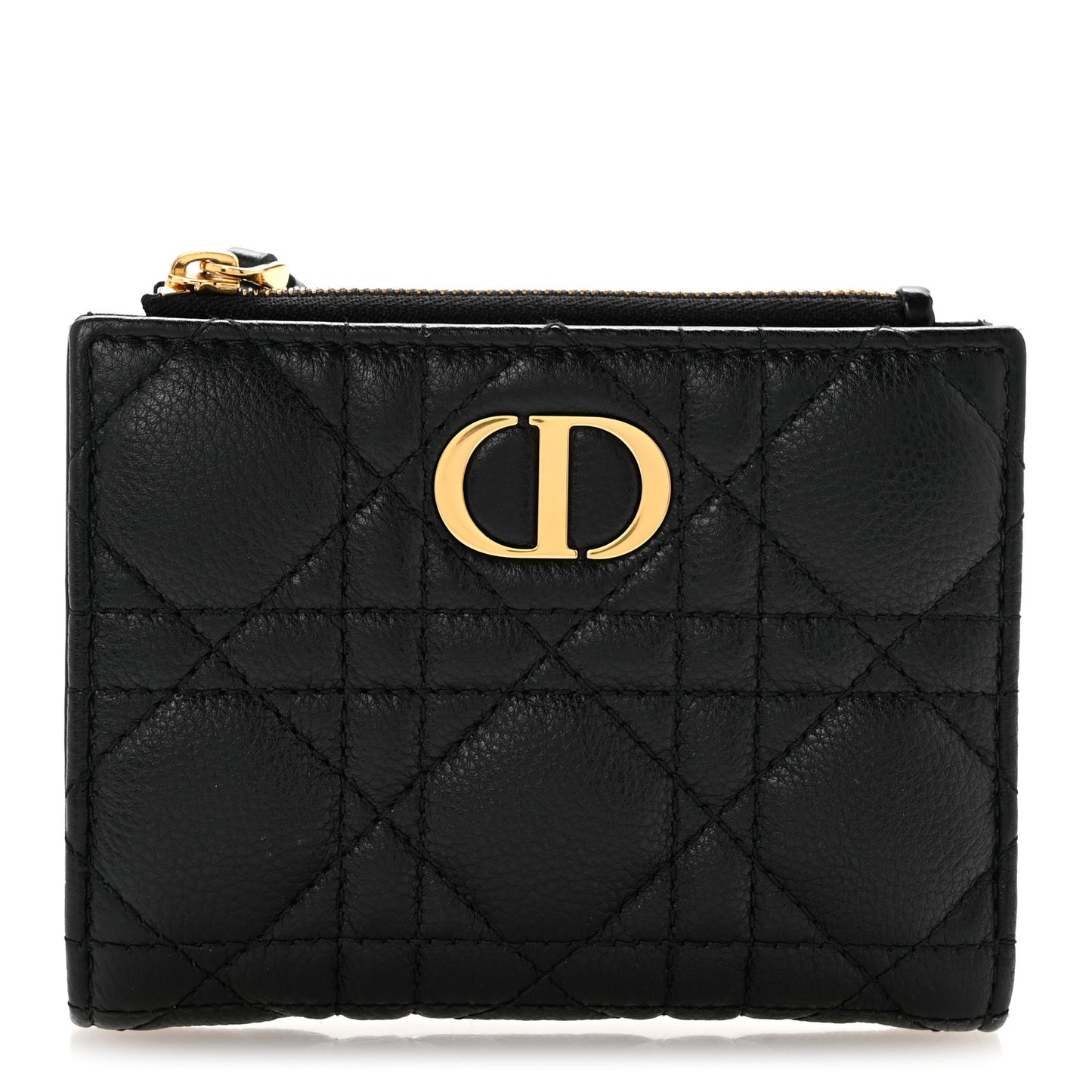 Grained Calfskin Supple Cannage Caro Dahlia Wallet Black