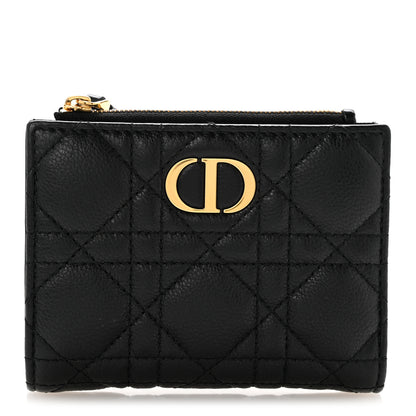 Christian Dior Grained Calfskin Supple Cannage Caro Dahlia Wallet Black 1 of 9