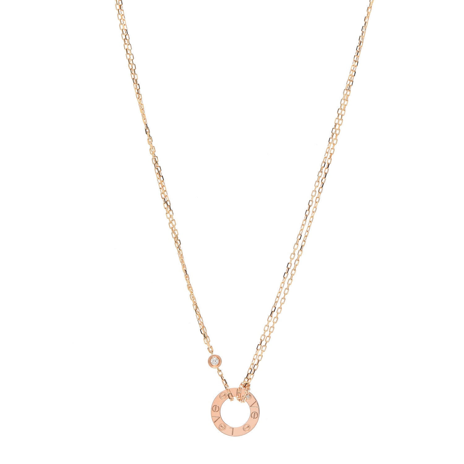 Cartier 18K Yellow Gold 2 Diamond LOVE Necklace 1 of 5