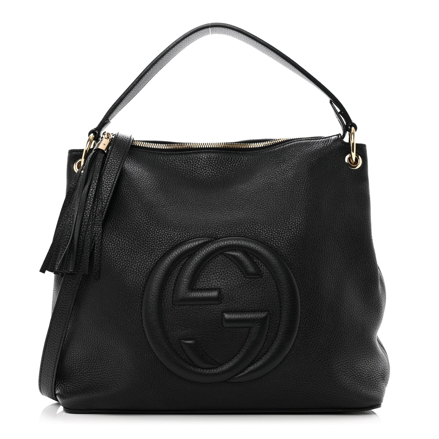 Pebbled Calfskin Large Soho Hobo Black
